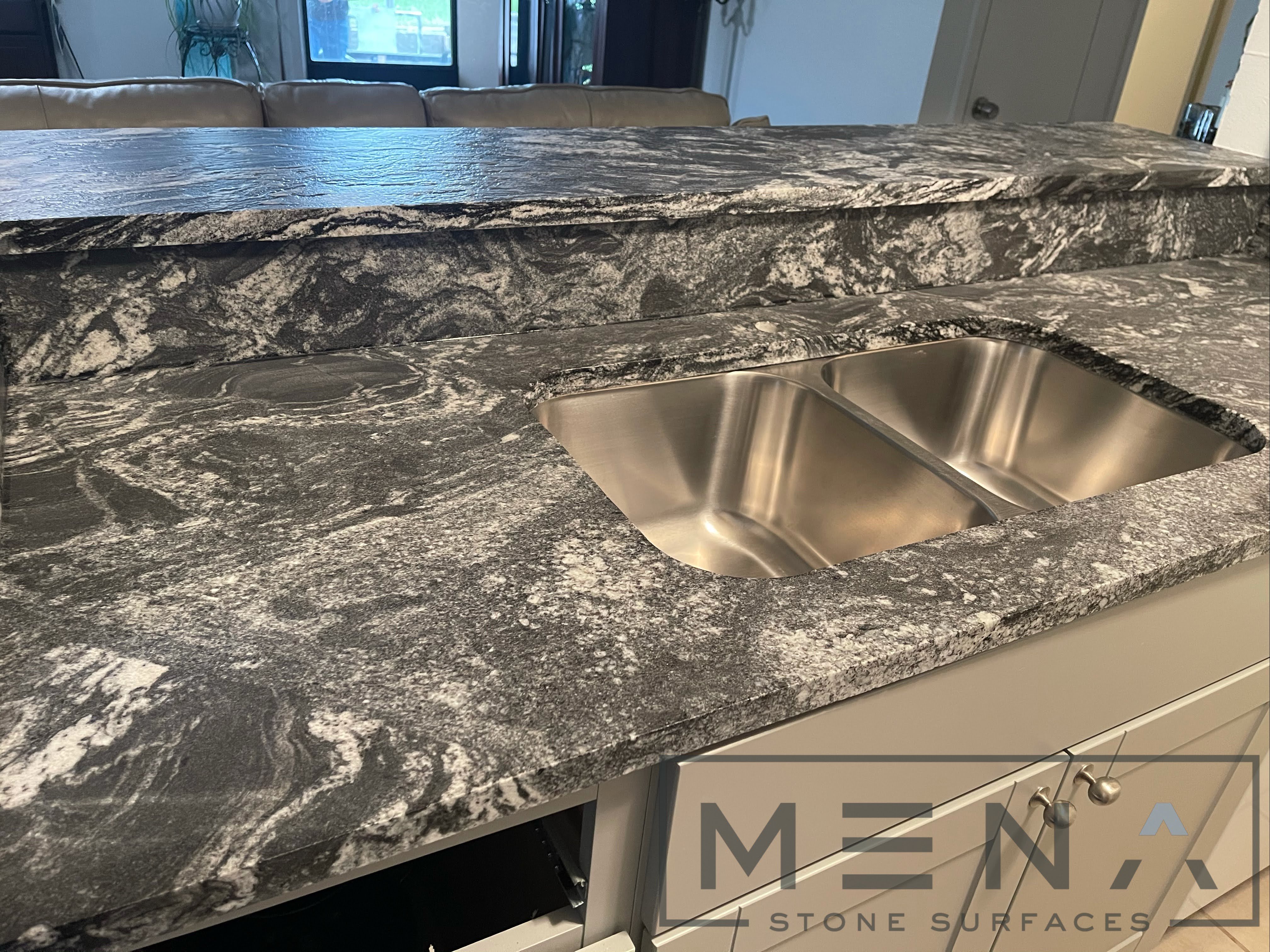 Titanium black leather granite 